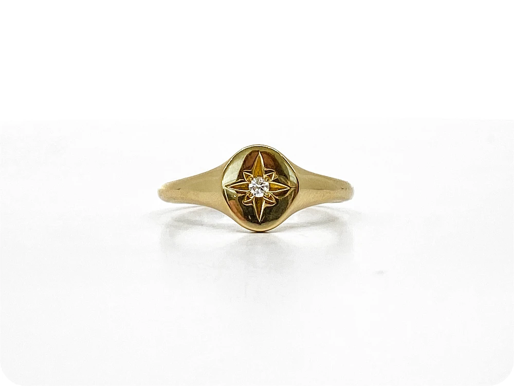 10K Yellow Gold 0.027 Canadian Diamond Ring, size 6.5