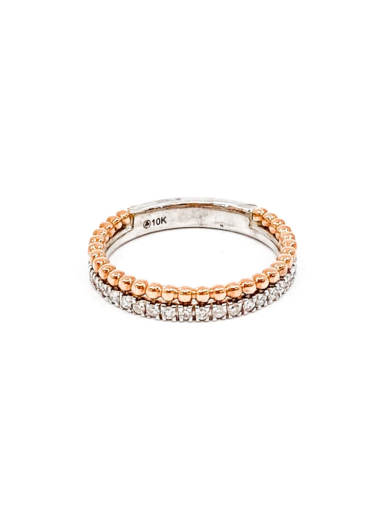 10K Rose & White Gold 0.30cttw Diamond Band, size 6.5