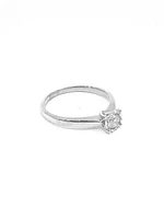 10K White Gold 0.25cttw Round Brilliant Cut Diamond Engagement Ring, size 6.5