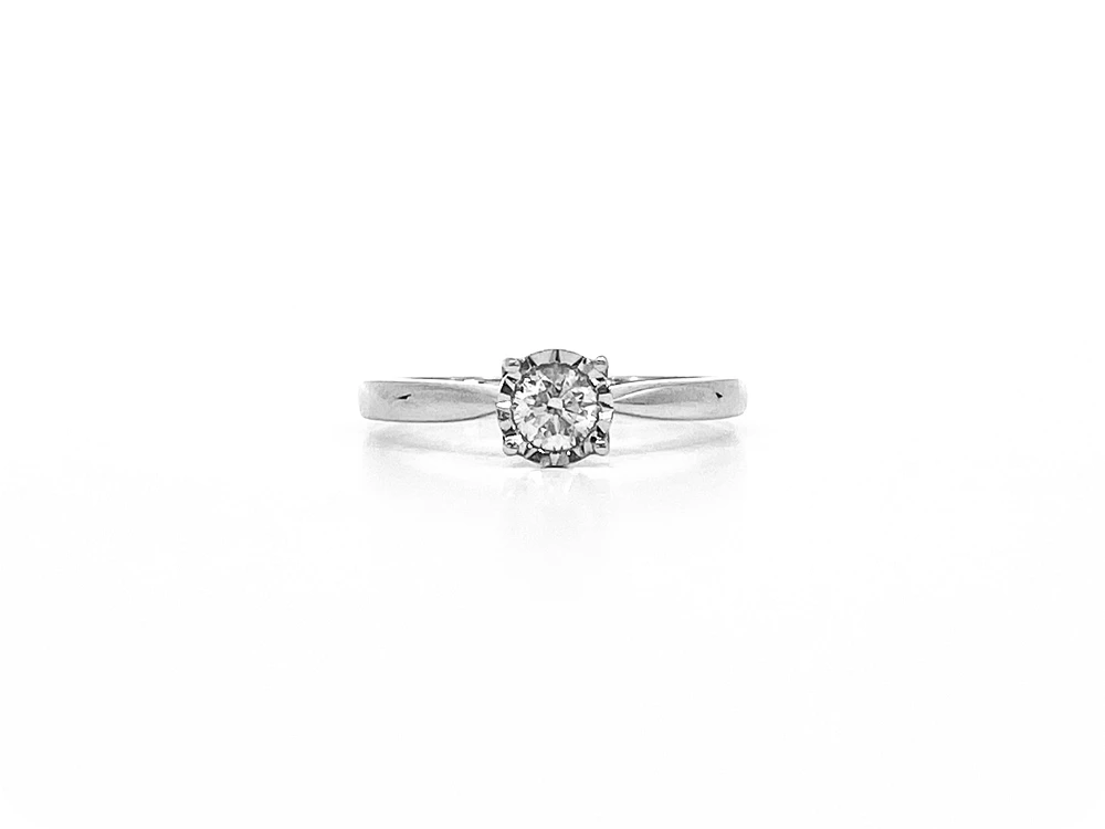 10K White Gold 0.25cttw Round Brilliant Cut Diamond Engagement Ring, size 6.5