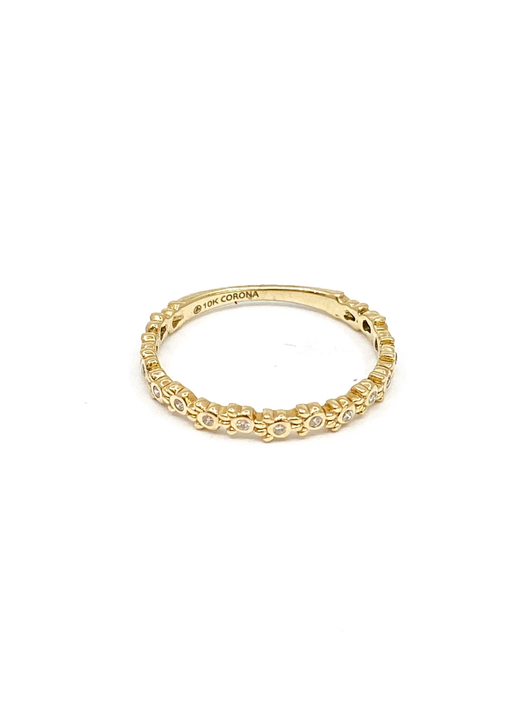 10K Yellow Gold 0.06cttw Round Cut Diamond Ring, size 6.5