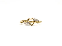 10K Yellow Gold 0.03cttw Diamond Heart Ring, size 6.5