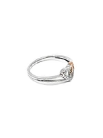 10K White Gold Heart Shape 0.054cttw Diamond Ring, size 6.5