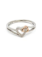 10K White Gold Heart Shape 0.054cttw Diamond Ring, size 6.5