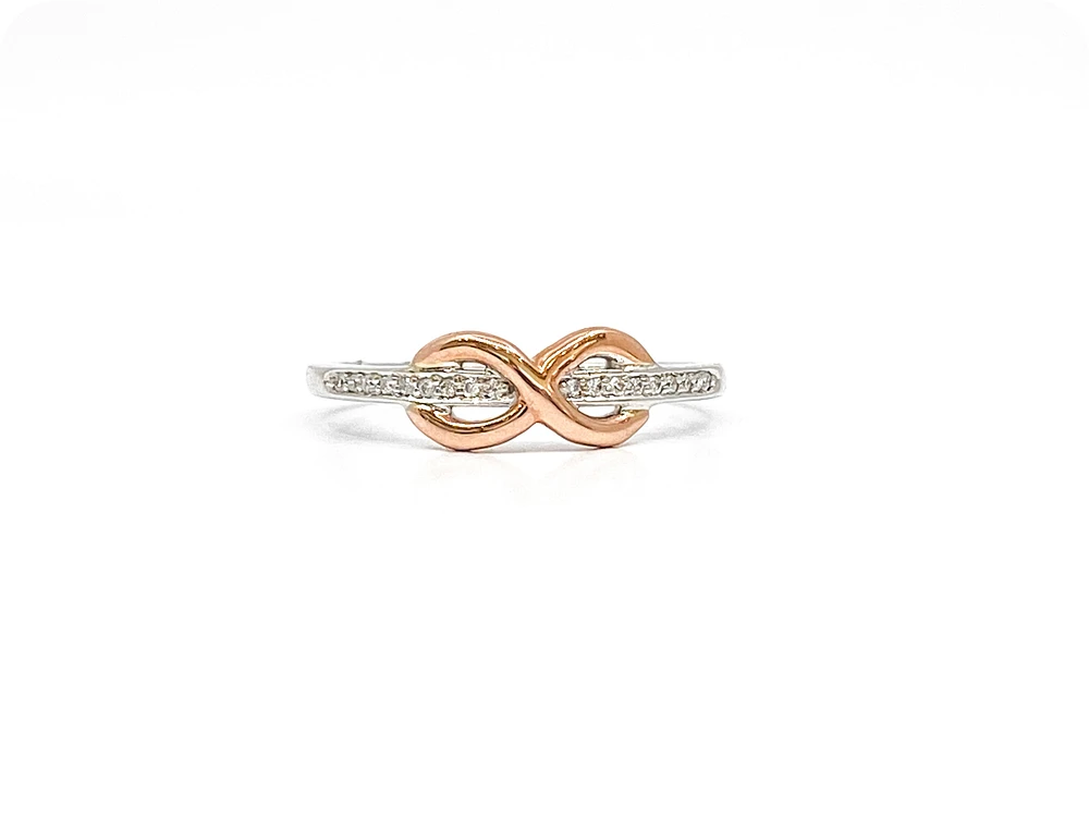 10K White & Rose Gold 0.05cttw Diamond Infinity Ring