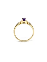 10K Yellow Gold 0.44cttw Oval Cut Amethyst & 0.02cttw Diamond Ring - 4.5