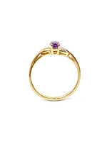 10K Yellow Gold 0.30cttw Genuine Amethyst & 0.01cttw Diamond  Ring, size 6.5