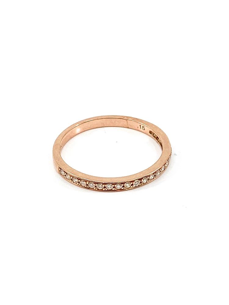 10K Rose Gold 0.15cttw Round Cut Diamond Ring