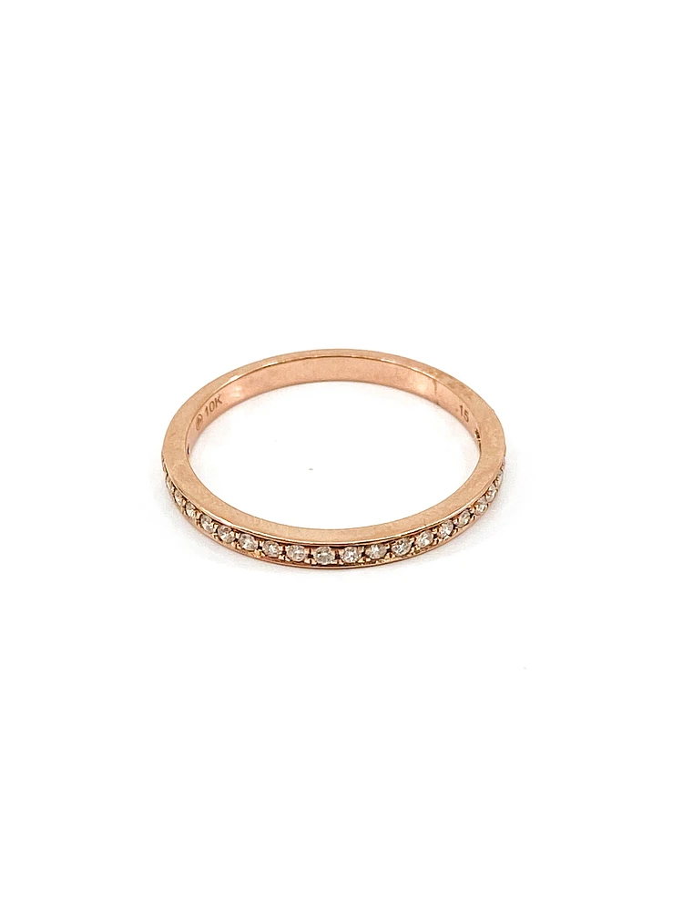 10K Rose Gold 0.15cttw Round Cut Diamond Ring