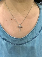 Diamond Cross Silver Necklace