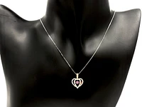 10K Rose & White Gold Pink Sapphire and Diamond 0.17cttw Necklace,18"