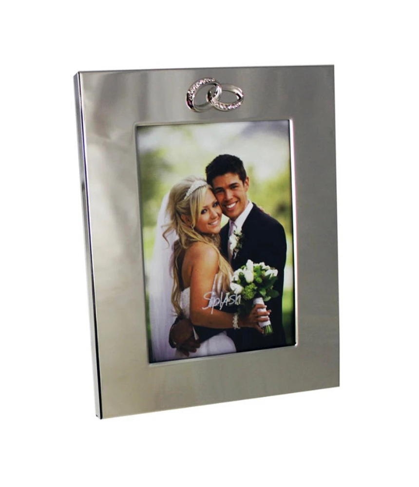 5X7" Silver Plated Frame with Double Ring Icon