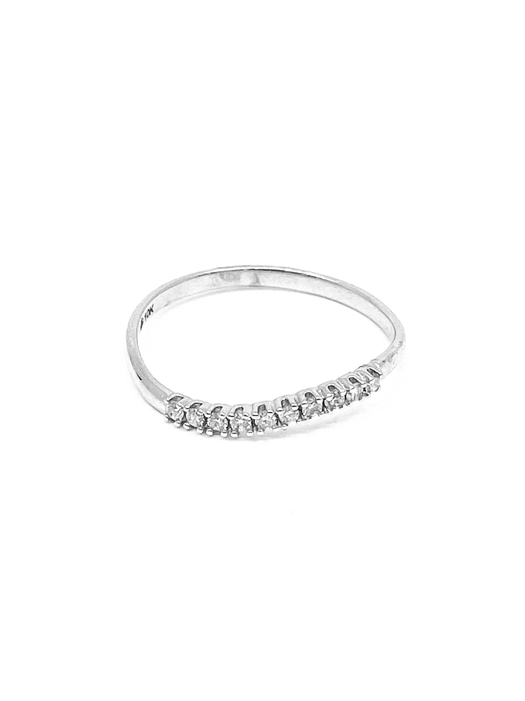 10K White Gold 0.10cttw Round Diamond Ring, 6.5