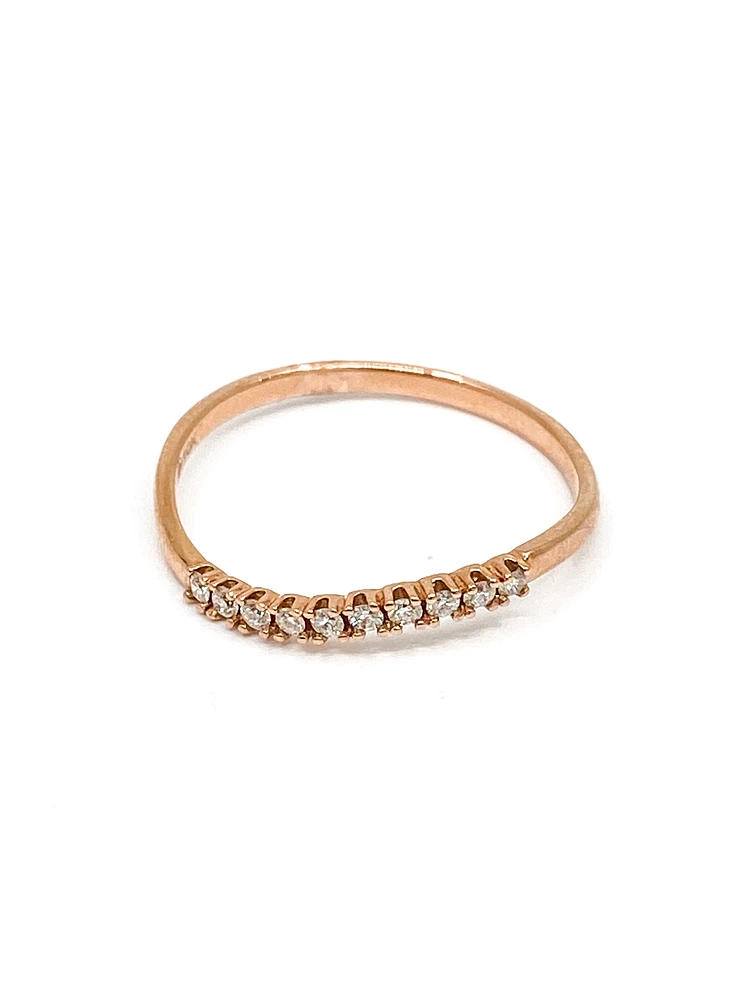 10K Rose Gold 0.10cttw Round Cut Diamond Ring, size 6