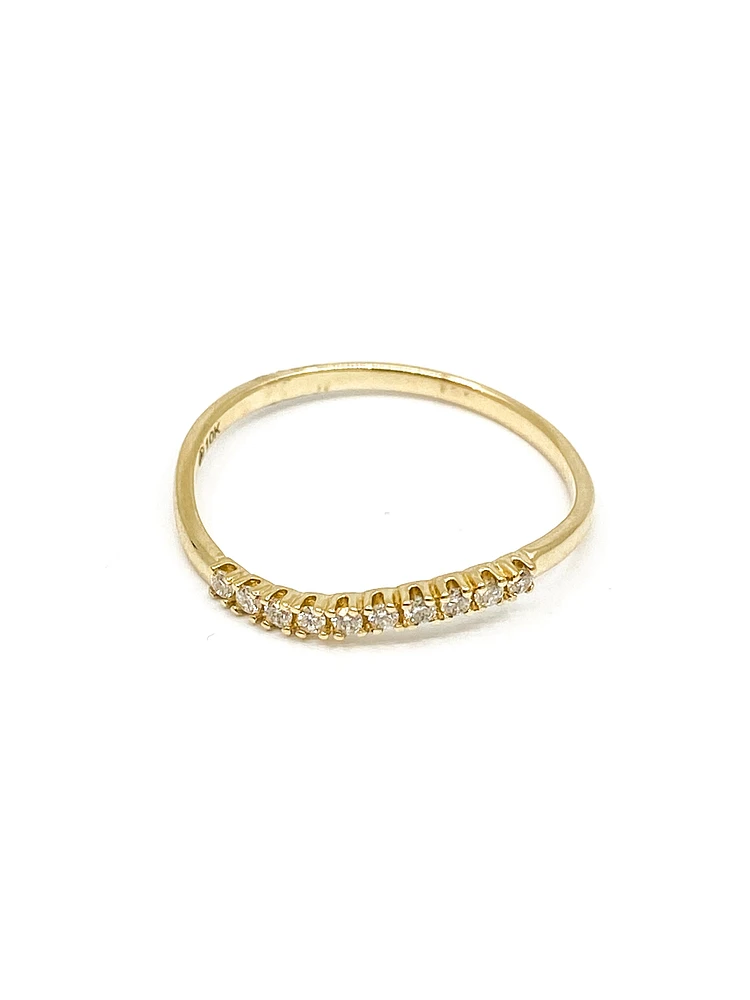 10K Yellow Gold Diamond 0.10cttw Round Cut Band, 6.5