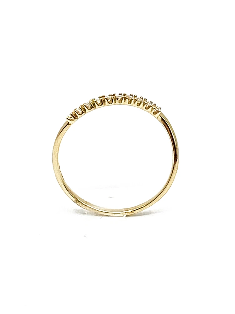 10K Yellow Gold Diamond 0.10cttw Round Cut Band, 6.5