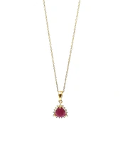 10K Yellow Gold Ruby and Diamond Necklace, 18"