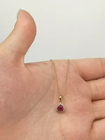 10K Yellow Gold Ruby and Diamond Necklace, 18"