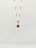 10K Yellow Gold Ruby and Diamond Necklace, 18"