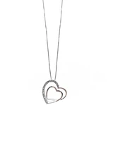 10K White Gold 0.05cttw Diamond Heart Pendant, 18"