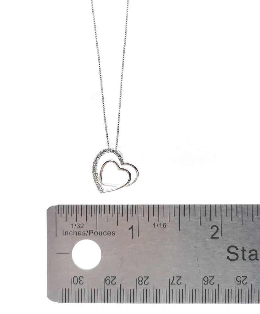 10K White Gold 0.05cttw Diamond Heart Pendant, 18"