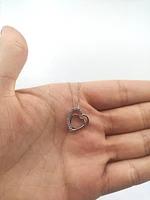 10K White Gold 0.05cttw Diamond Heart Pendant, 18"
