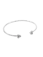14K White Gold 0.24cttw Diamond Cuff Bangle, 6.5"