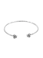 14K White Gold 0.24cttw Diamond Cuff Bangle, 6.5"