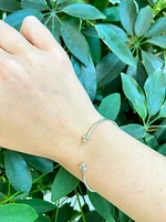 14K White Gold 0.24cttw Diamond Cuff Bangle, 6.5"
