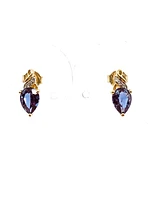 10K Yellow Gold 1.70cttw Created Alexandrite and 0.02cttw Diamond Earrings