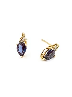 10K Yellow Gold 1.70cttw Created Alexandrite and 0.02cttw Diamond Earrings
