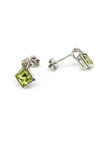10K White & Yellow Gold 1.80cttw Genuine Peridot and 0.01cttw Diamond Earrings