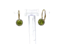 10K Yellow Gold Peridot and Diamond Lever Back Earrings