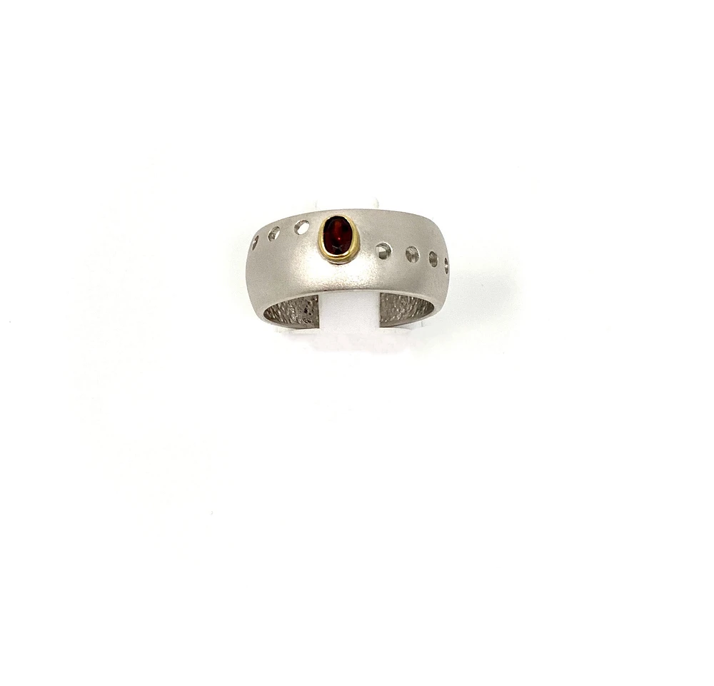 Silver and Garnet Ring