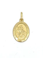 10K Yellow Gold Oval St. Christopher's 3D Charm -  15x10mm