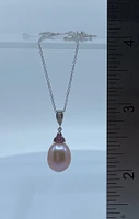 Pink Fresh Water Pearl, Pink Sapphire & Diamond Pendant