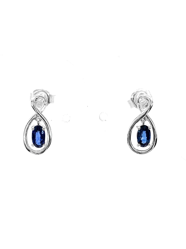 10K White Gold 0.70cttw Genuine Sapphire Earrings