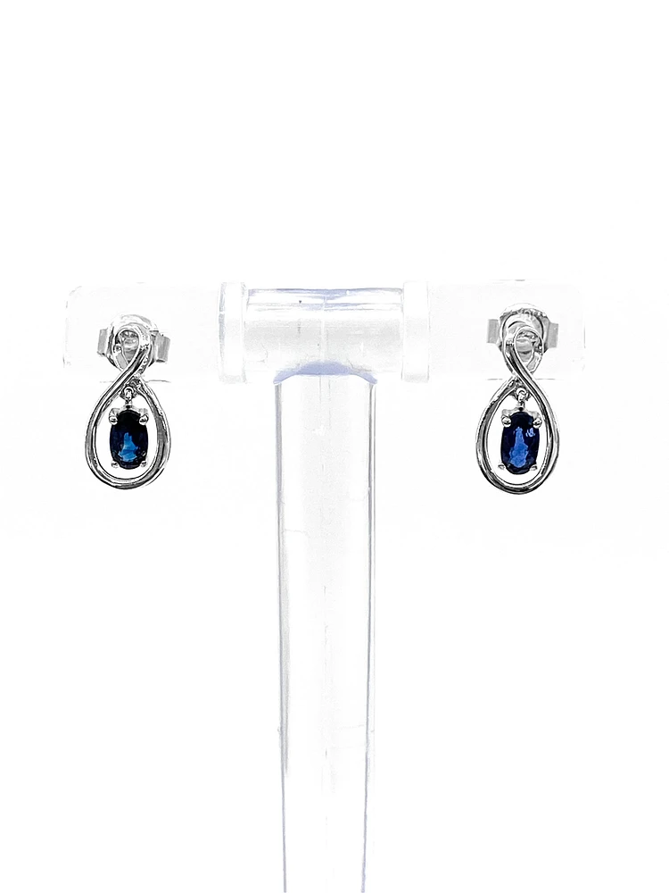 10K White Gold 0.70cttw Genuine Sapphire Earrings