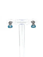 10K White Gold 1.20cttw Genuine Blue Topaz and 0.02cttw Diamond Earrings