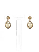10K Yellow Gold 0.50cttw Genuine Opal and 0.06cttw Diamond Earrings