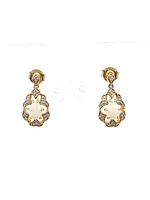 10K Yellow Gold 0.50cttw Genuine Opal and 0.06cttw Diamond Earrings