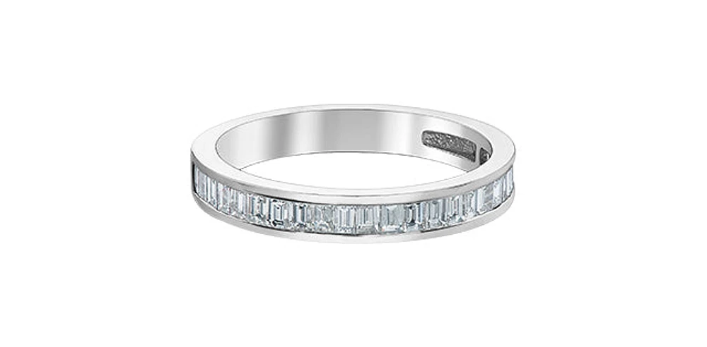14K White Gold 0.65cttw Baguette Diamond Ring/Band, Size 6.5