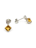 10K White Gold 1.30cttw Citrine & 0.02cttw Diamond Earrings