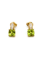 10K Yellow Gold 1.40cttw Genuine Peridot and 0.025cttw Diamond Earrings