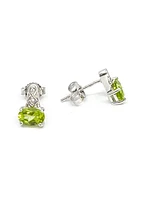10K White Gold 1.00cttw Genuine Peridot & 0.017cttw Diamond Earrings