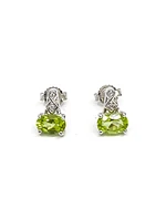 10K White Gold 1.00cttw Genuine Peridot & 0.017cttw Diamond Earrings