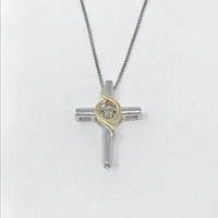 Sterling Silver & 10K Yellow Gold 0.037cttw Canadian Diamond Pendant, 18"