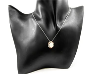 10K White & Rose Gold 2.00cttw Genuine Opal and 0.03cttw Diamond Pendant, 18"