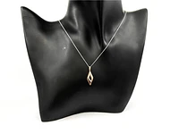 10K White and Rose Gold 0.08cttw Diamond Pendant, 18"