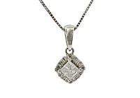 14K White Gold 0.34cttw Princess Cut Canadian Diamond Pendant, 18"